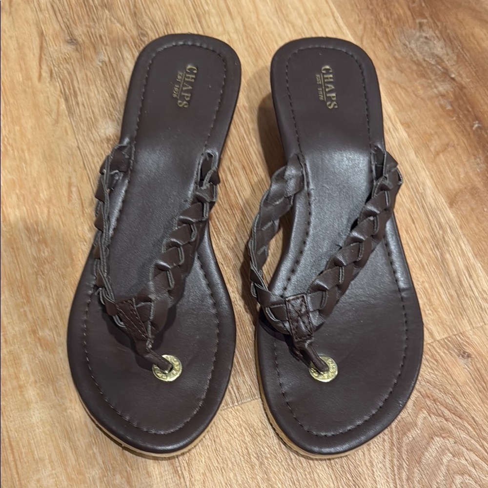 Chaps Women's Brown Wedge Sandals | Size 9 - 10
